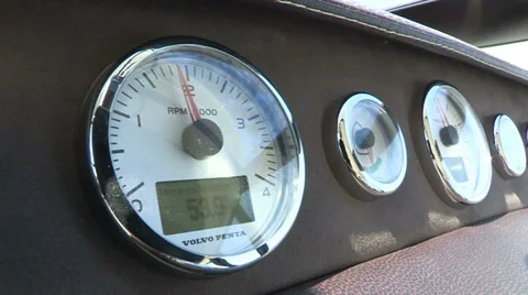 Rev counter on a boat Stock Footage 32619331