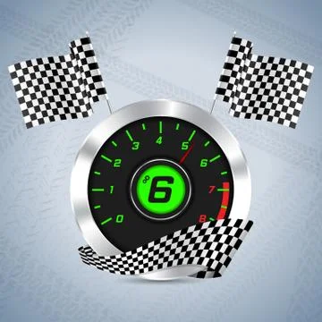 Rev counter with checkered flag Illustrazione stock