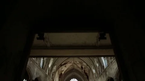 Reveal of Abandoned Cathedral Stock Footage 70703479