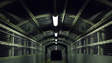 Reveal of an empty pedestrian pathway tunnel Stock Footage 35918094