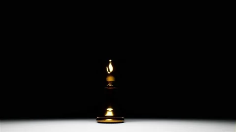 A Reveal realistic animation CGI bishop game piece shadow silhouette gold Stock Footage 155228147