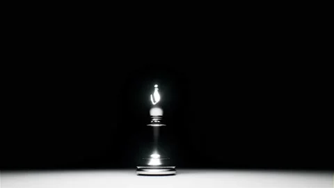 A Reveal realistic animation CGI bishop game piece shadow silhouette silver Stock Footage 155229233