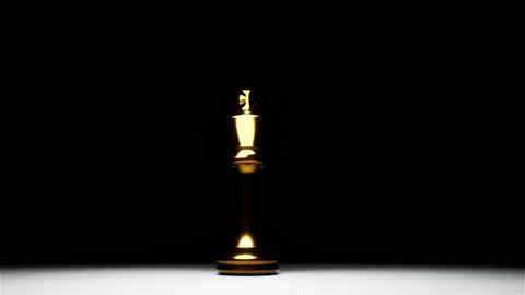 A Reveal realistic animation CGI king chess game piece shadow silhouette gold Stock Footage 155229213