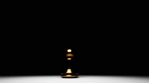 A Reveal realistic animation CGI pawn chess game piece shadow silhouette gold Stock Footage 155302412