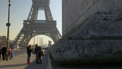 Reveal Shot Of The Eiffel Tower In Paris, France Stock Footage 158617353