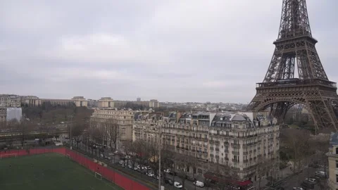 Reveal shot of the Eiffel Tower in Paris, from a balcony. Stock-Footage 301852994
