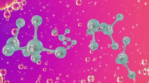 On reveal teal molecules drifting with subtle rotation, converging center for Stock Footage 334743988