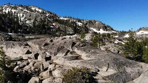 Reveal of Train Tunnels at Donner Summit - Aerial Drone Video stock 111246912