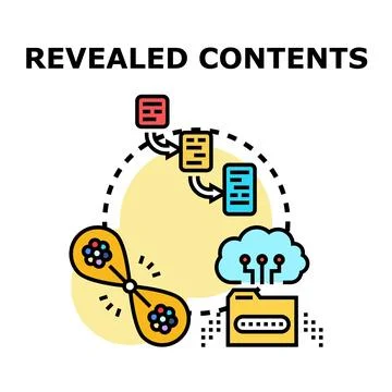 Revealed contents unlocking data processing workflow Stockillustratie