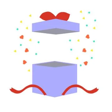 Revealed gift on a white background, vector graphics Stock Illustration