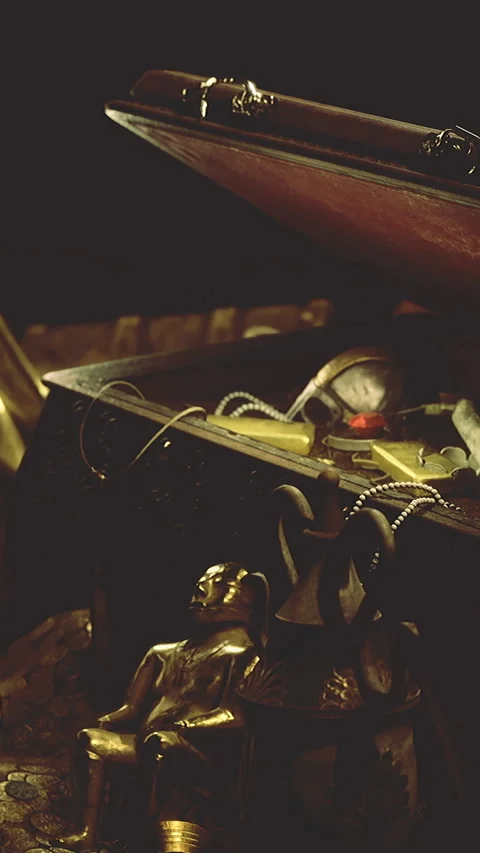 Revealing an array of gold coins Video stock 329173801