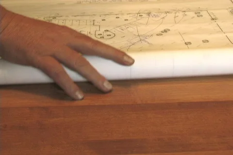 REVEALING A BLUEPRINT Stock Footage