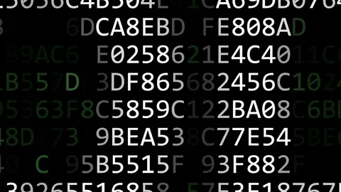 Revealing CODE word made of flashing hexadecimal symbols on computer screen Stock Footage 83247274