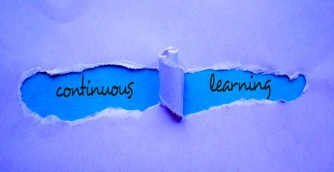 Revealing Continuous Learning Path through Torn Purple Paper Stock Photos
