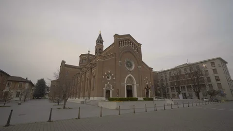 Revealing empty Lissone during the lockdown for coronavirus in Lombardy Stock Footage 127792204