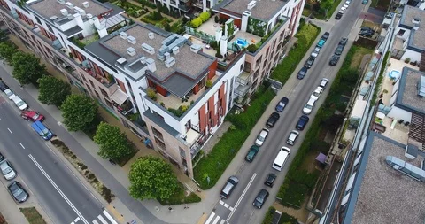 Revealing View Of Beautiful Suburban Complex Stock Footage 91499093
