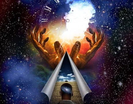 Revelation. Hands of Creator Stock Illustration