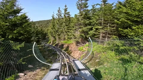 Revelstoke Roller Coaster in mountains with forest. Stock Footage 269028702