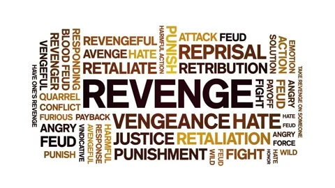 Revenge animated word cloud,animation tag kinetic typography seamless loop. Stock Footage 256126108