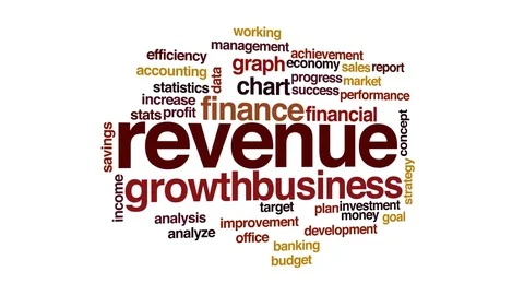 Revenue animated word cloud, text design animation. Stock Footage 72885154