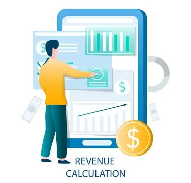 Revenue calculation vector illustration with man accountant Illustrazione stock