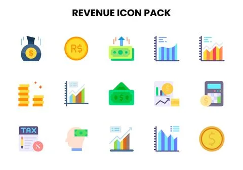 Revenue Flat Graphics Icons Pack Illustrazione stock
