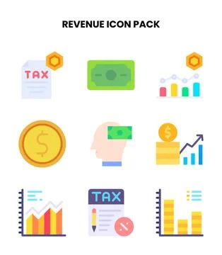 Revenue Flat Vector Icons Pack Illustrazione stock