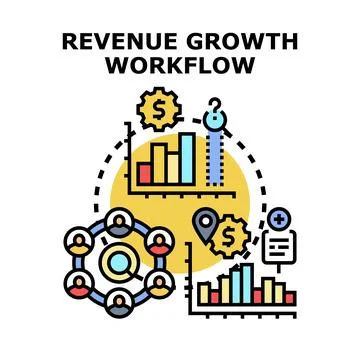 Revenue growth workflow business development strategy planning Illustrazione stock