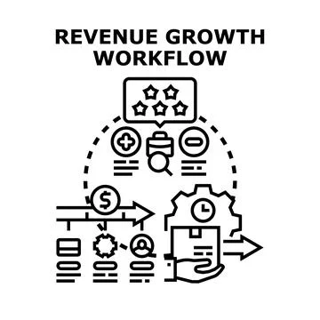 Revenue growth workflow optimizing business process 스톡 일러스트