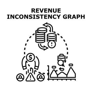 Revenue inconsistency graph visualizing financial management problems 스톡 일러스트