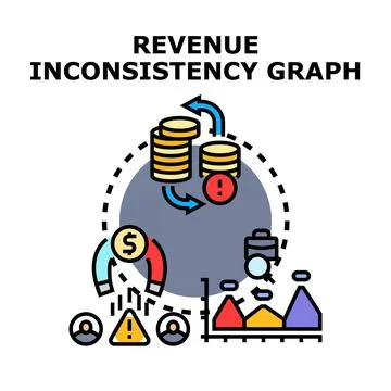 Revenue inconsistency graph visualizing financial management problems Stock Illustration