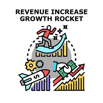 Revenue increase growth rocket launch strategy Stock Illustration