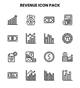 Revenue Line Vector Icons Pack Stock Illustration