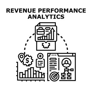 Revenue performance analytics evaluating business growth strategy Stock Illustration
