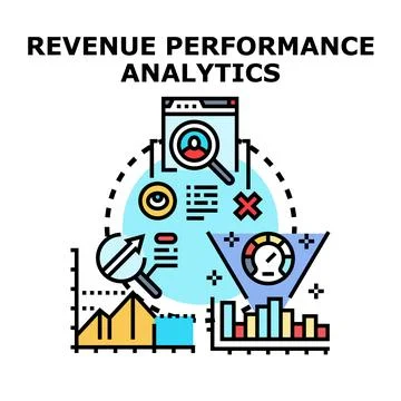 Revenue performance analytics system increasing business digital performance Stock Illustration