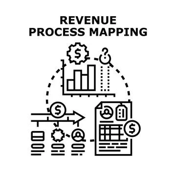 Revenue process mapping business analysis strategy Stock Illustration