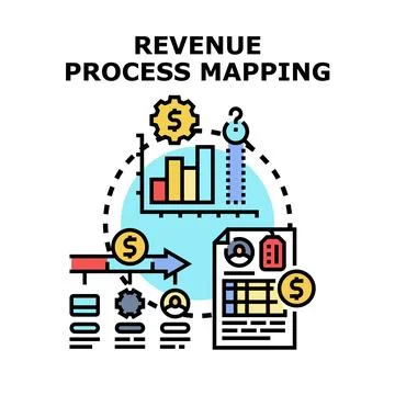 Revenue process mapping business analysis strategy Stock Illustration