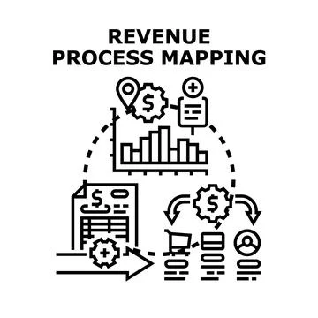 Revenue process mapping optimizing financial business workflow Stock Illustration