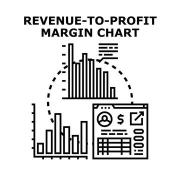 Revenue to profit margin chart analyzing business performance Stock Illustration