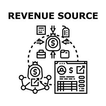 Revenue source stream profit generation concept 스톡 일러스트