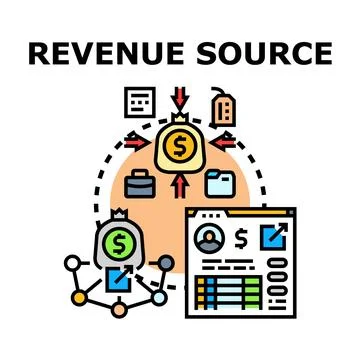 Revenue source stream profit generation concept Stockillustratie
