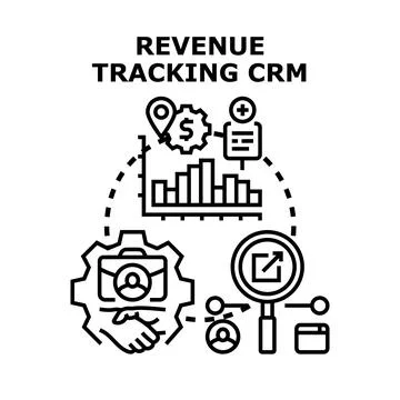 Revenue tracking crm system analyzing customer data Stock Illustration