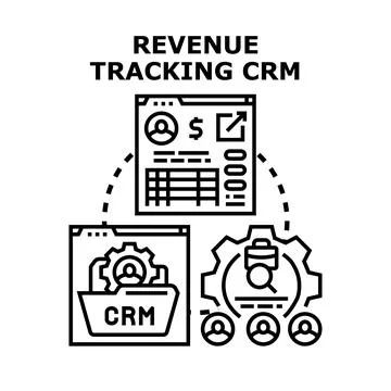 Revenue tracking crm system managing customer data Stock Illustration