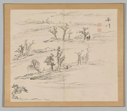 Reverberations of Taiga, Volume 2 (leaf 9), mid- to late 1700s. Aoki Shukuy.. Illustrazione stock