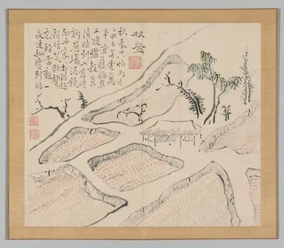 Reverberations of Taiga, Volume 2 (leaf 35), mid- to late 1700s. Aoki Shuku.. Illustrazione stock