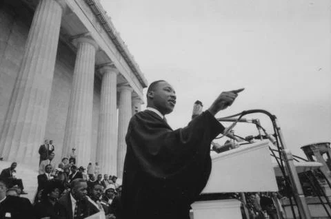 Reverend Martin Luther King Jr. addressing the crowd at the Lincoln Memorial dur Stock Photos