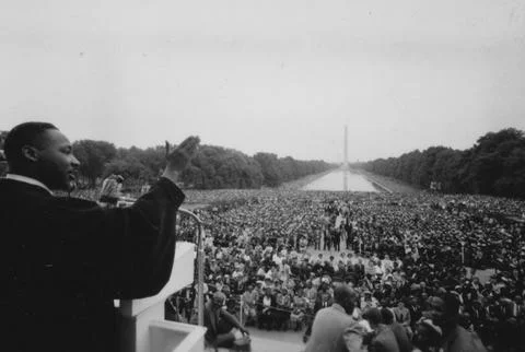 Reverend Martin Luther King Jr. addressing the crowd at the Lincoln Memorial dur Stock Photos