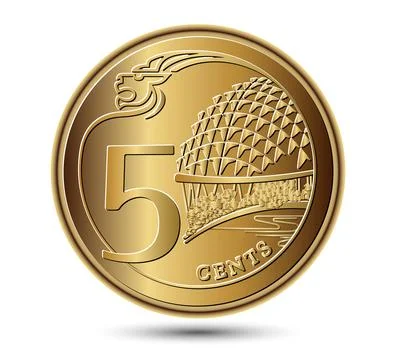 Reverse of 5 cents 20132019 years, Singapore. Stock Illustration