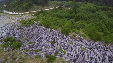 Reverse Aerial of a Disused Logging Route Stock Footage 44093649