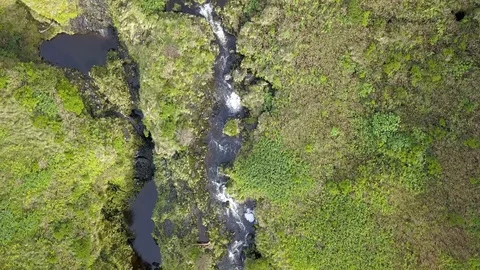 Reverse Aerial Fly Over Riberia Grande Waterfall and Steep Cliffs, Azores Stock Footage 91280340